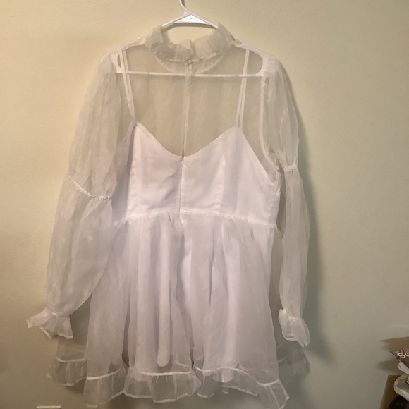 Bridal Eloquii NWT white romantic fairy princess organza ruffle mini dress SZ 18 - Picture 8 of 15